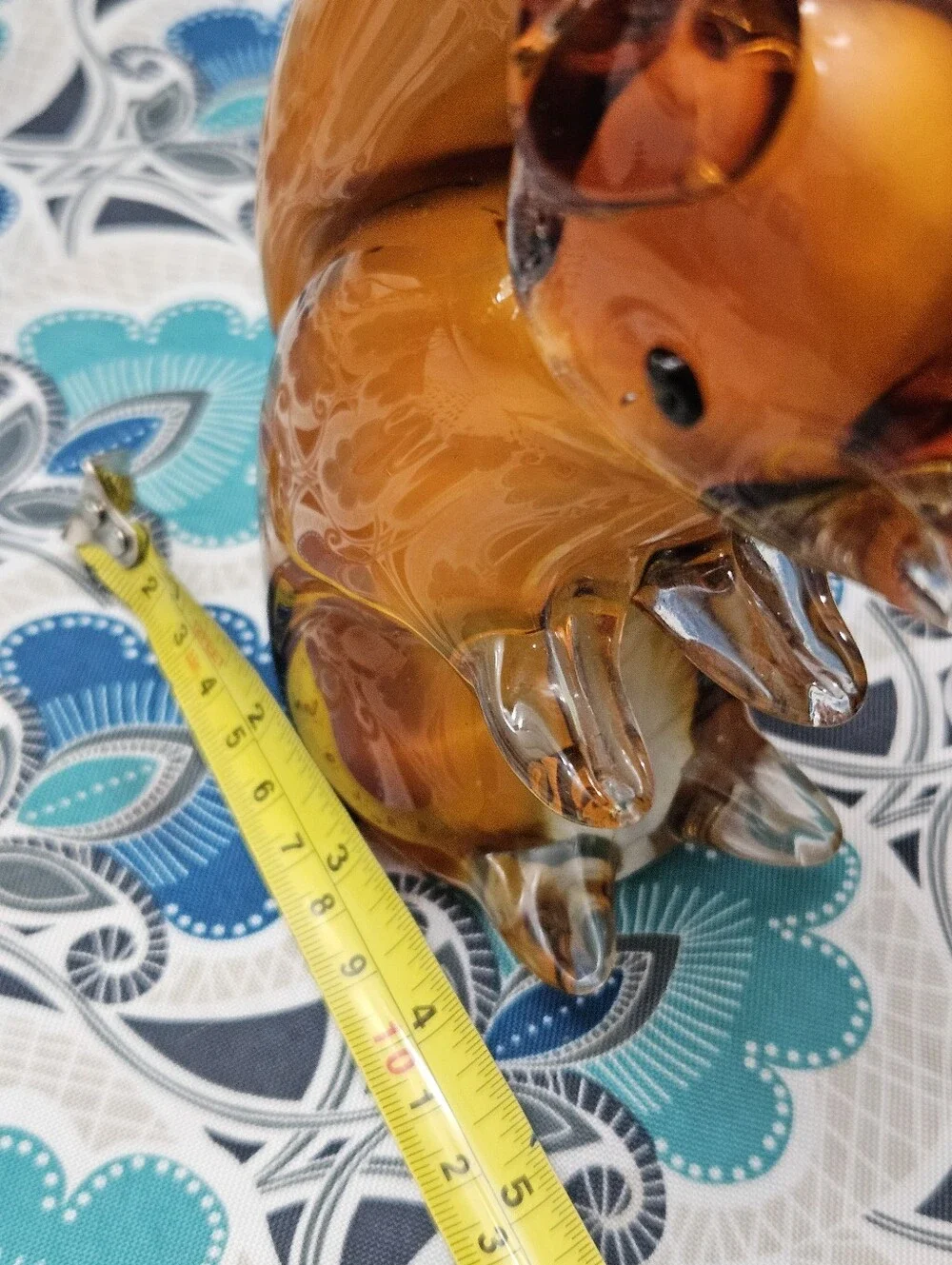 Murano Style Heavy Artglass Burnt Orange Brown Squirrel Sitting With Tail Up
